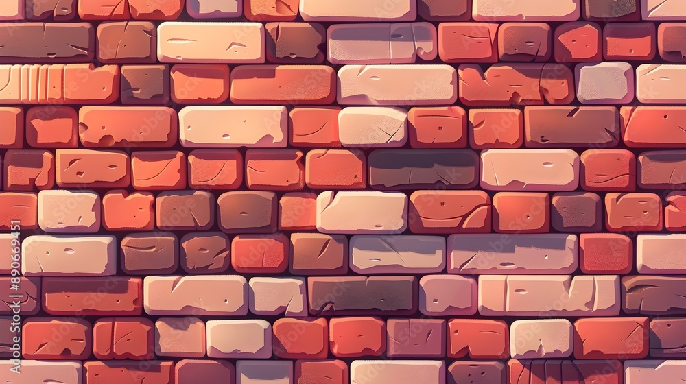 Fototapeta premium Close-Up Shot of Vintage Brick Wall Masonry Work in Flat Design