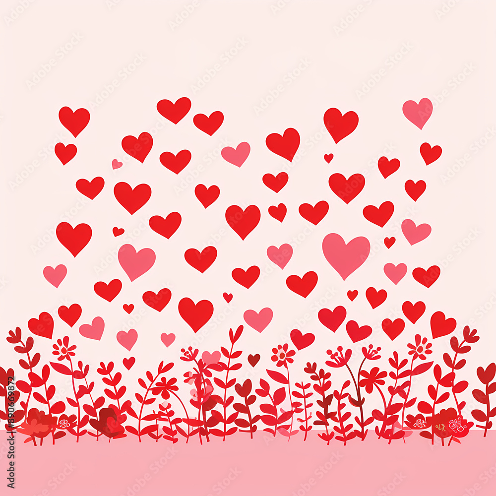 Charming Valentine's Day Poster Design: Pink Heart Confetti Pattern Charming Valentine's Day Poster Design: Pink Heart Confetti Pattern
