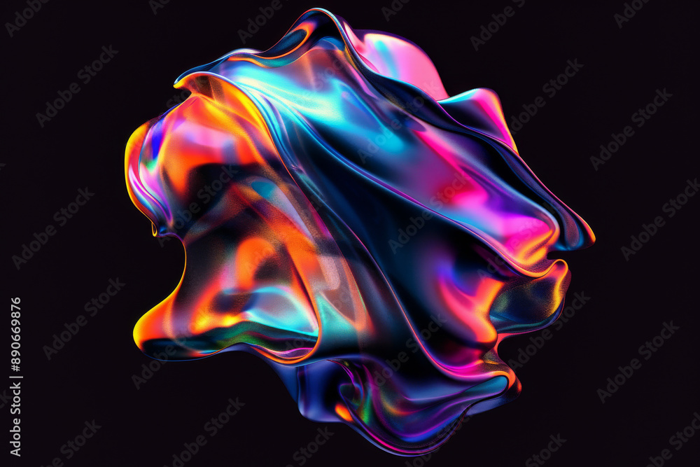 Obraz premium A mesmerizing abstract shape with vibrant, swirling colors against a dark background, evoking a sense of movement and creativity.