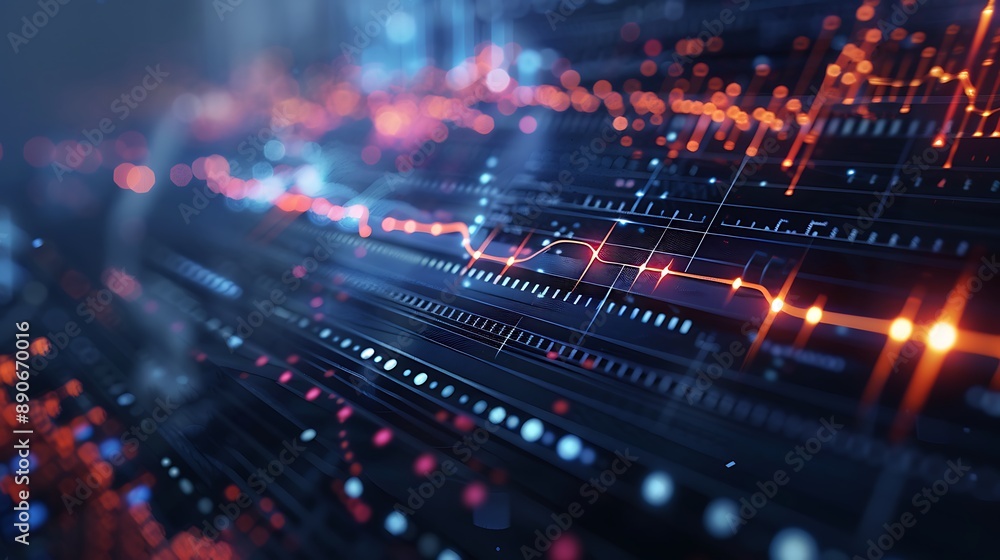Abstract Digital Interface with Glowing Lines and Dots Abstract Digital Interface with Glowing Lines and Dots