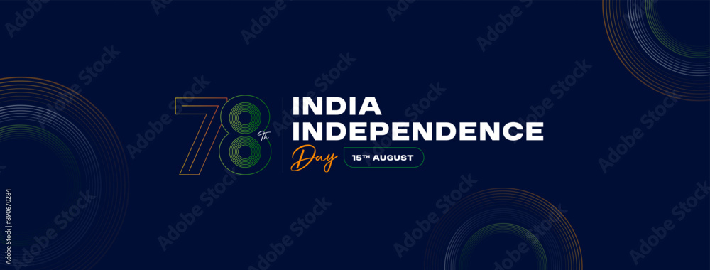 Naklejka premium 78th Indian Independence Day 15th August Social Media Post, Poster, Banner, Web Banner , Print Design