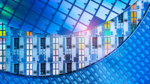 Fotografie Silicon Wafers and Microcircuits used in electronics for the fabrication of integrated circuits