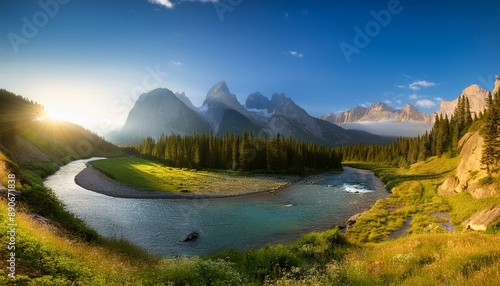 landscape with lake and mountains