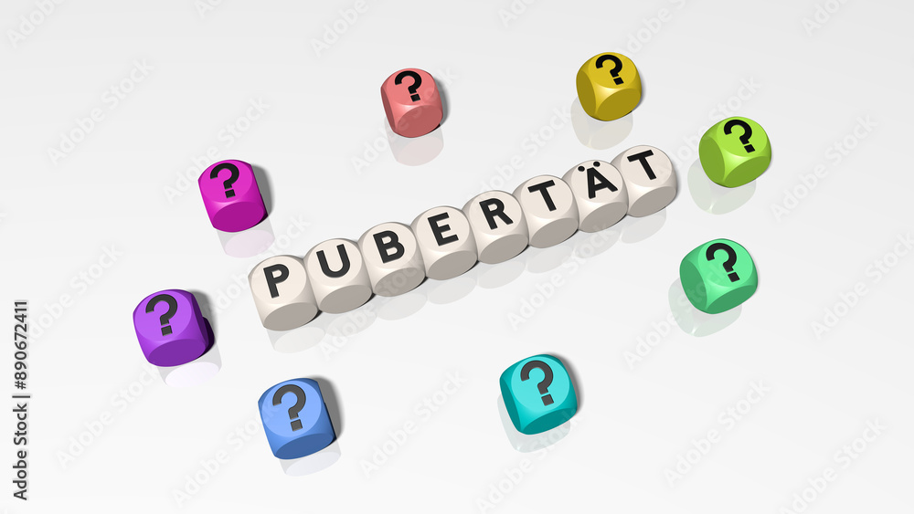 Buchstabenwürfel zeigen das Wort Pubertät Buchstabenwürfel zeigen das Wort Pubertät