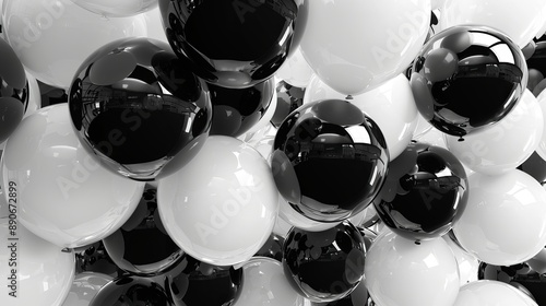 black and white Balloons Filled With gas  photo