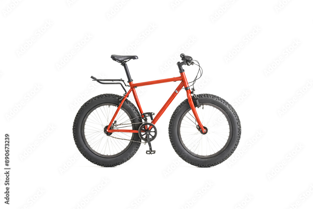 Red Fat Tire Bicycle Isolated on White Background Red Fat Tire Bicycle Isolated on White Background