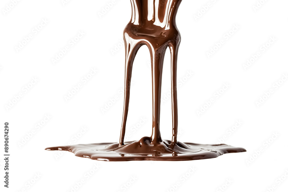 Melted Chocolate Flowing on White Background Melted Chocolate Flowing on White Background