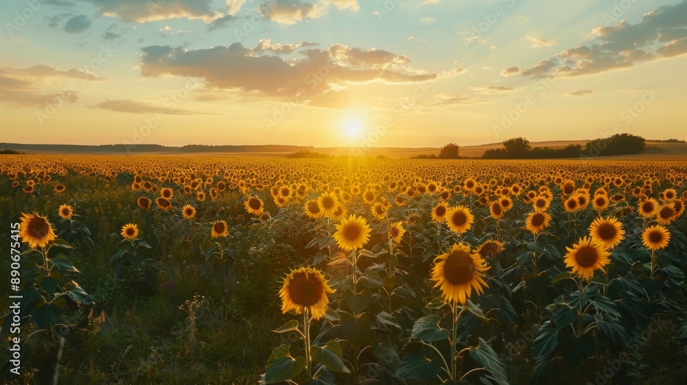 Obraz premium Sunflowers at Sunset