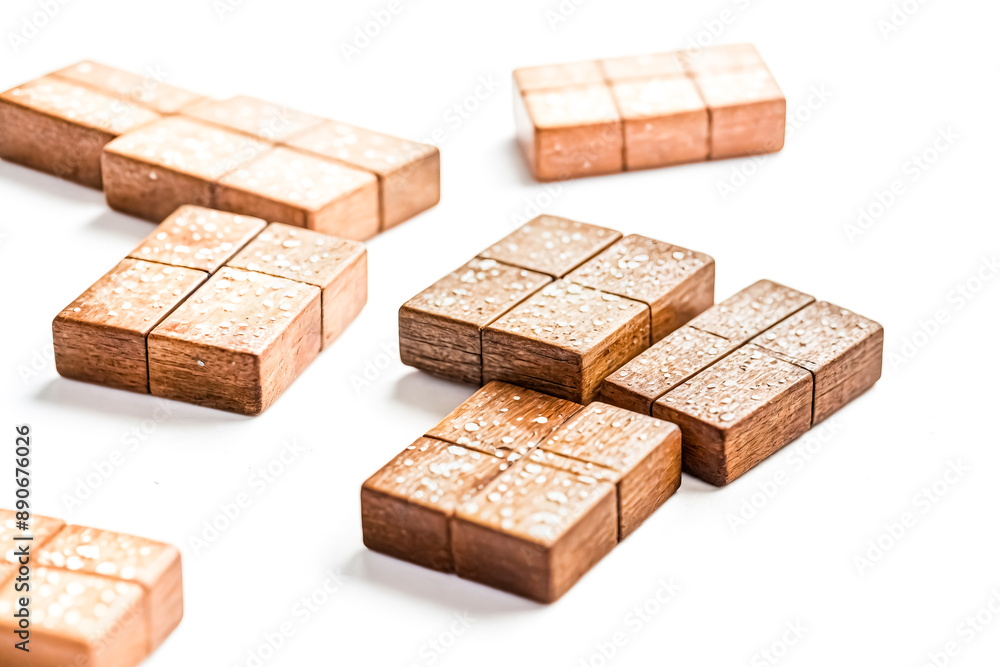 Wooden blocks with water droplets Wooden blocks with water droplets
