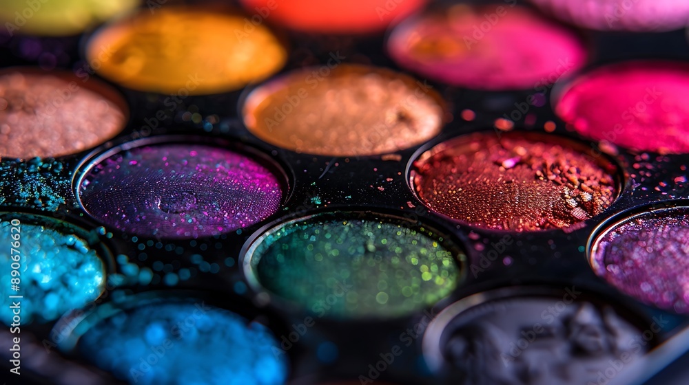 Close-up of a Colorful Eyeshadow Palette Close-up of a Colorful Eyeshadow Palette