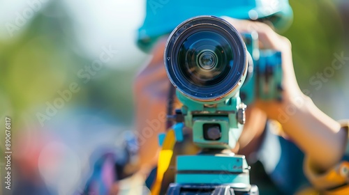 Closeup View of a Surveyor's Theodolite © yulia_std