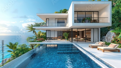 Wallpaper Mural Modern Cliffside Villa with Infinity Pool Torontodigital.ca