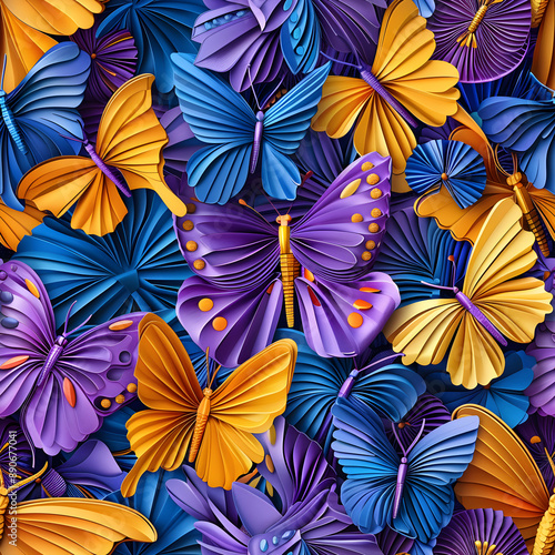 Wallpaper Mural Colorful origami butterflies forming a beautiful pattern Torontodigital.ca