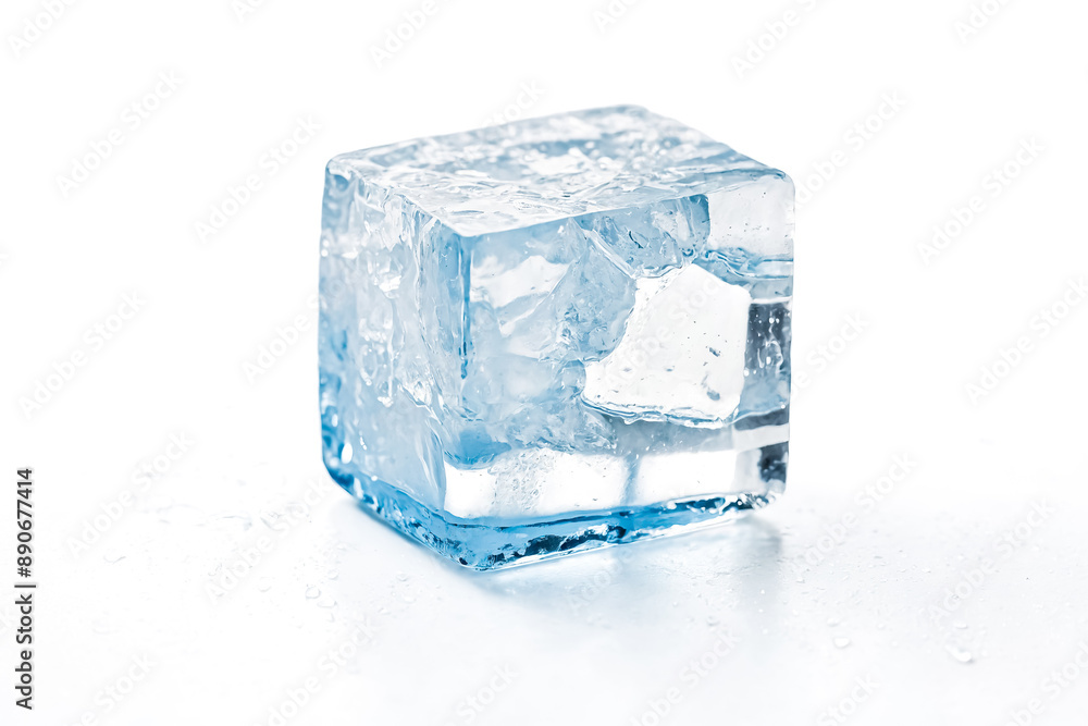 Close-up of a Single Ice Cube on a White Background Close-up of a Single Ice Cube on a White Background