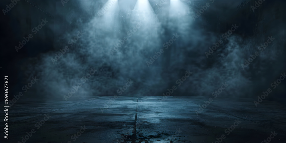 Fototapeta premium An empty dark room with smoke