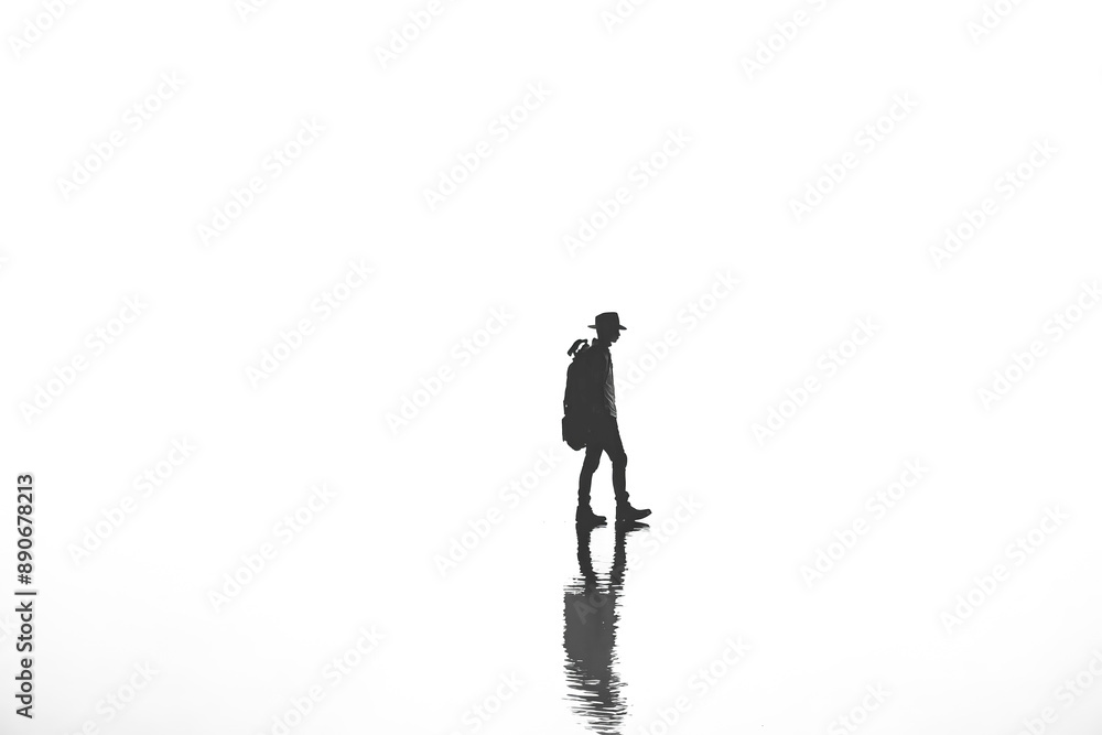 Silhouette of a Man Walking on Water Silhouette of a Man Walking on Water