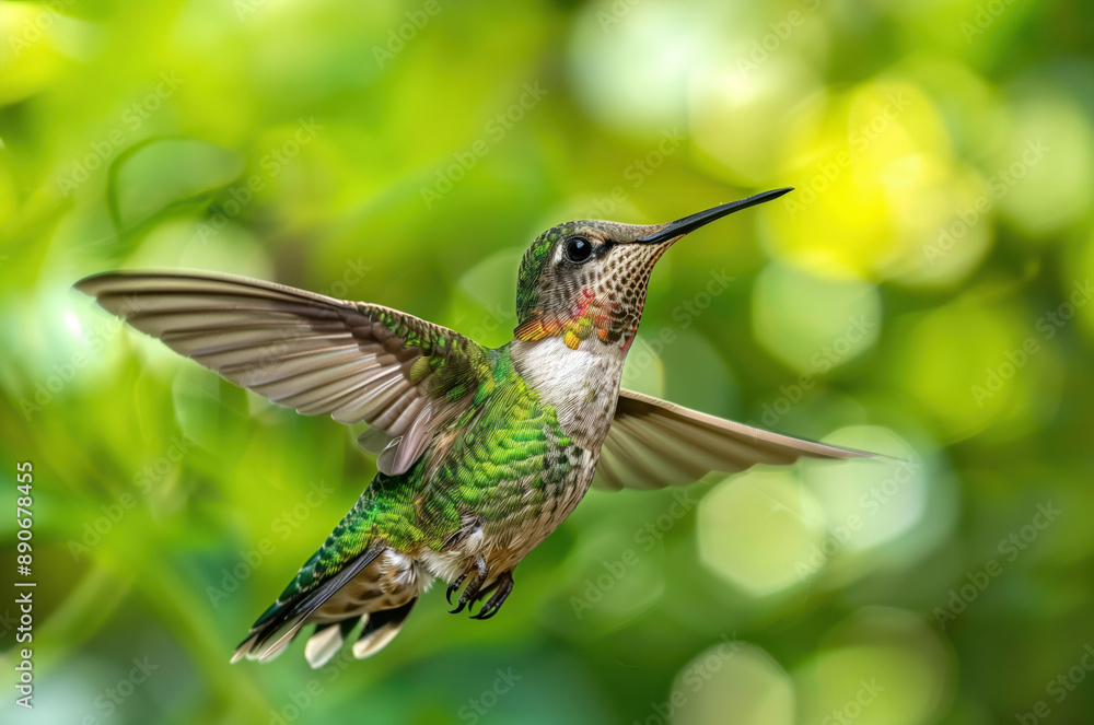 Fototapeta premium Close up of a hummingbird in flight