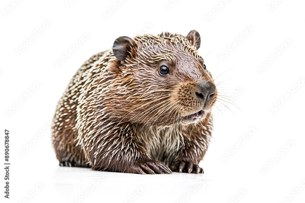 Wet beaver looking to the side Wet beaver looking to the side