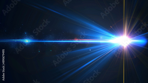 An abstract burst of bright white and blue light streaks across a dark background, evoking a sense of speed, energy, and futuristic themes.