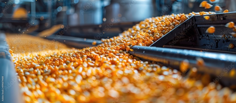 Corn Kernel Processing: A Close-Up View of Agricultural Industry Corn Kernel Processing: A Close-Up View of Agricultural Industry
