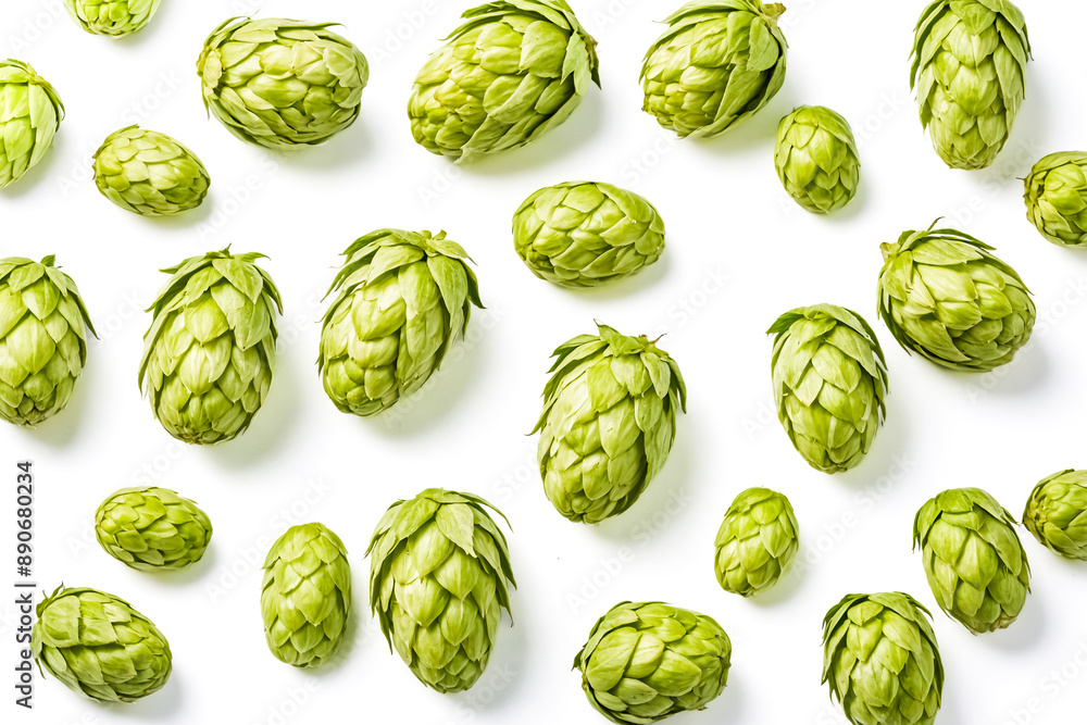 Green Hop Cones Isolated on White Background Green Hop Cones Isolated on White Background