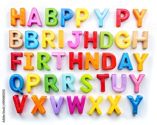 Happy Birthday; from letters from the alphabet isolated on white