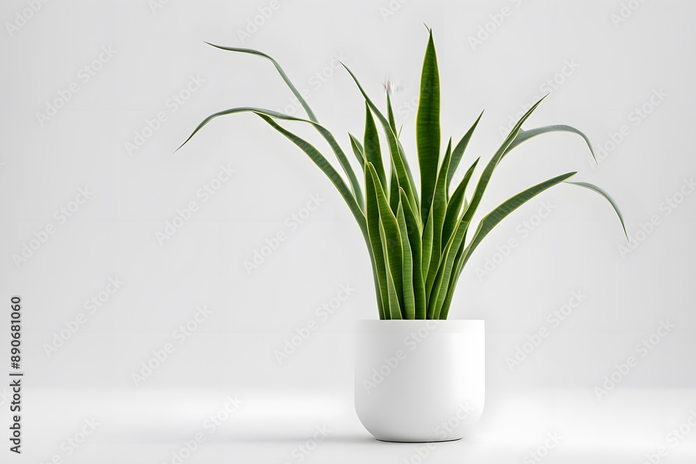 Cylindrical snake plant in pot plain background, AI Generated Cylindrical snake plant in pot plain background, AI Generated