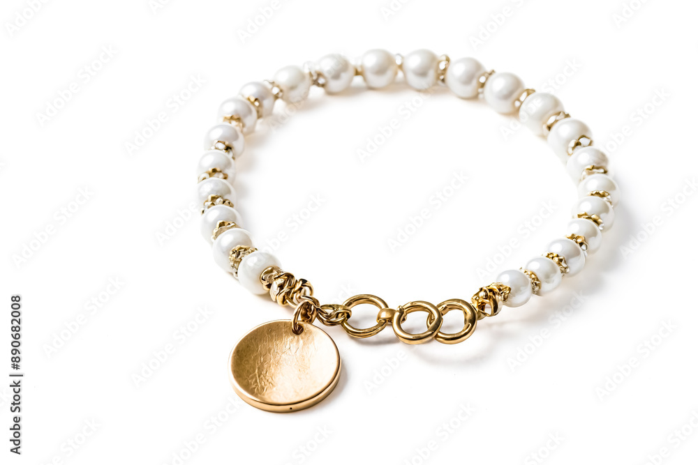Gold and Pearl Bracelet with Charm Gold and Pearl Bracelet with Charm