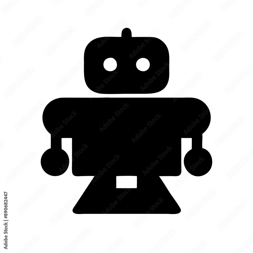 robot, Black Icon, Minimalist, Black and White, vector robot, Black Icon, Minimalist, Black and White, vector