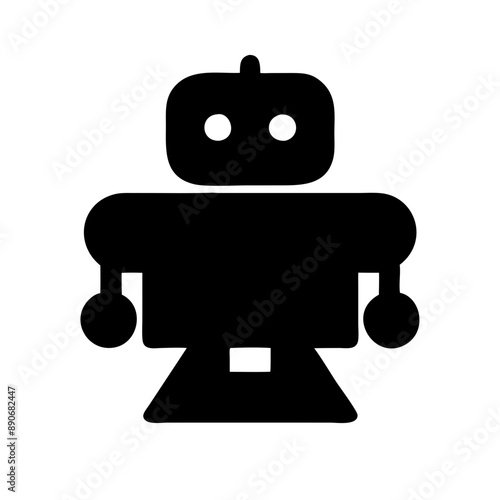 robot,  Black  Icon, Minimalist, Black and White, vector