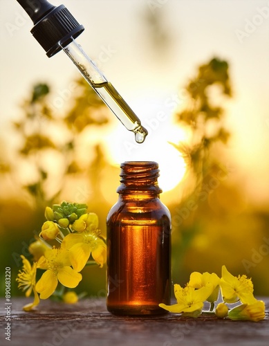 Agrimonia, agrimony, bach flower, transparent drop, glass pipette, nature, brown glass bottle, Floral Therapy, emotion mental torture behind a cheerful face, Edward Bach, essence, natural