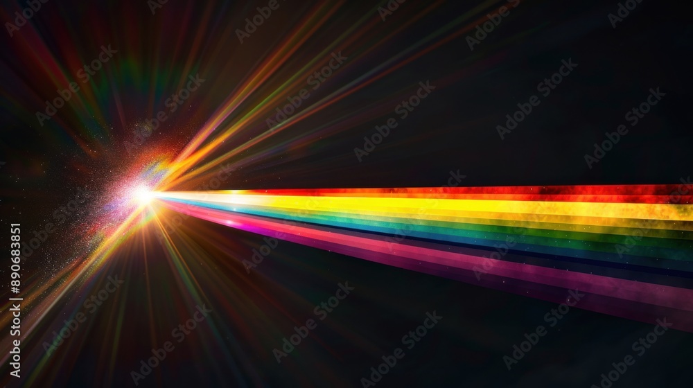 Abstract colorful rainbow bright prism reflection on a black background Abstract colorful rainbow bright prism reflection on a black background