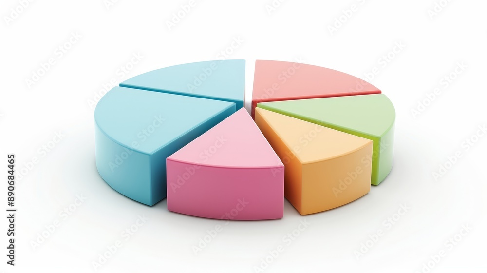 A colorful pie chart is shown with each slice of the pie representing a differen A colorful pie chart is shown with each slice of the pie representing a differen
