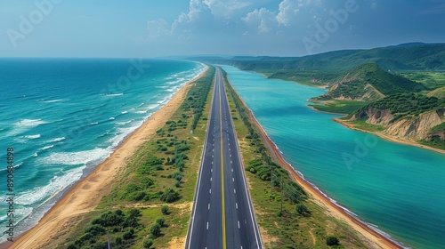 Coastal Highway With Blue Waters