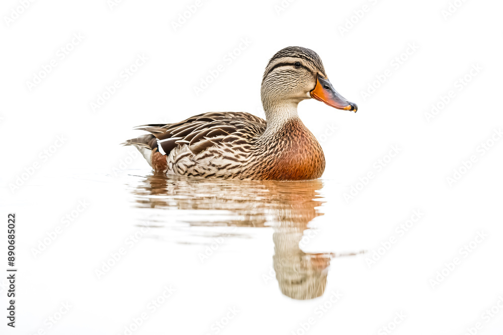 Obraz premium Female Mallard Duck Swimming in Still Water
