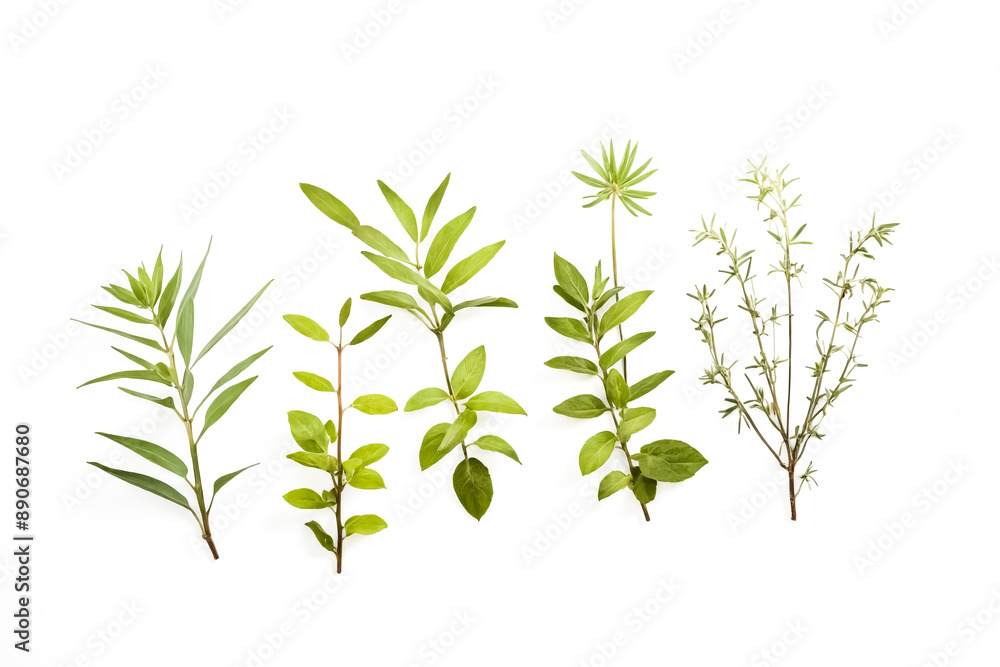 Obraz premium Green Plants Isolated on White Background