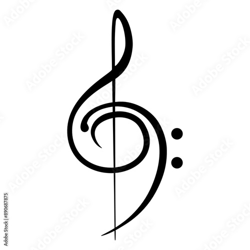 Music Clef Note French Violin Treble Musical Bass Instrument Sound Love Icon Symbol Design	