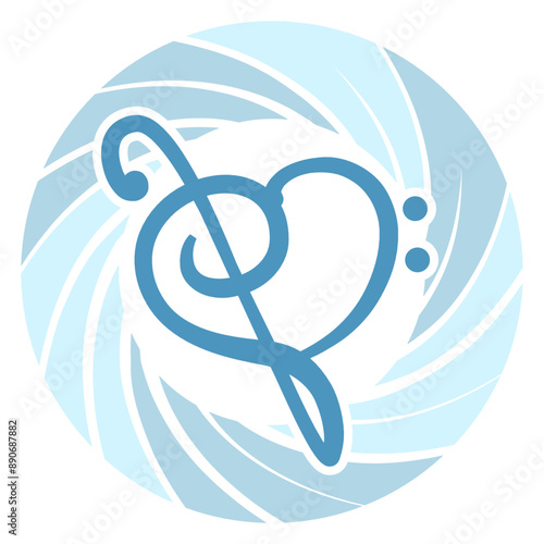 I Love Music Bass Clef Heart Note French Violin Treble Musical Instrument Sound Love Icon Symbol Design