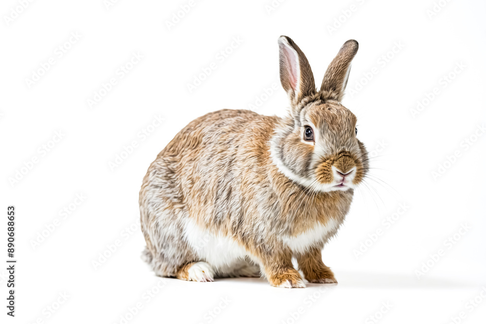 Cute Brown Rabbit Sitting on White Background Cute Brown Rabbit Sitting on White Background