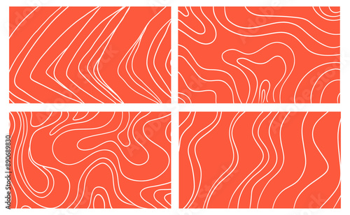 Vector set of salmon meat texture in red color