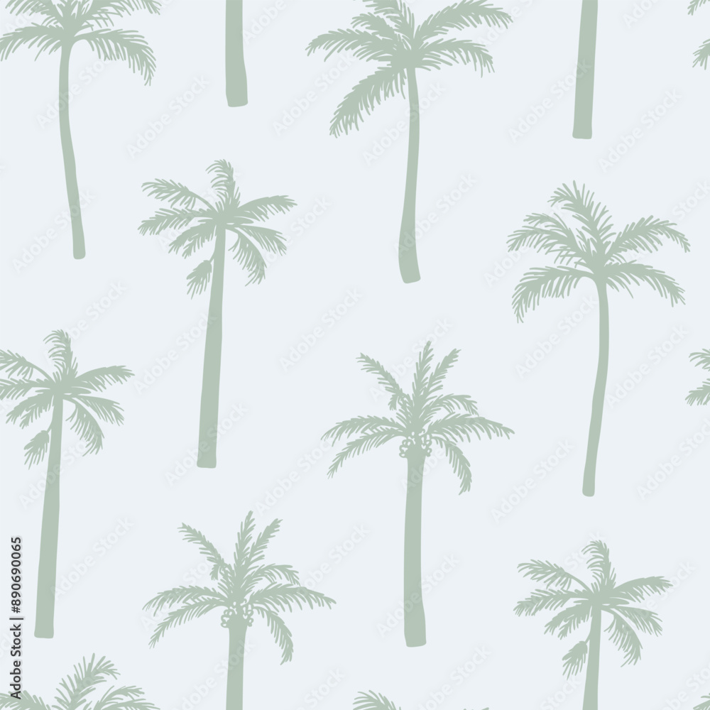 Hand drawn palm tree silhouette seamless pattern Hand drawn palm tree silhouette seamless pattern