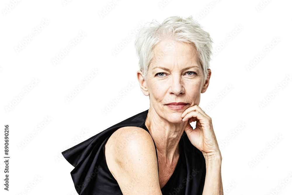 Portrait of a Mature Woman with Short Blonde Hair Portrait of a Mature Woman with Short Blonde Hair