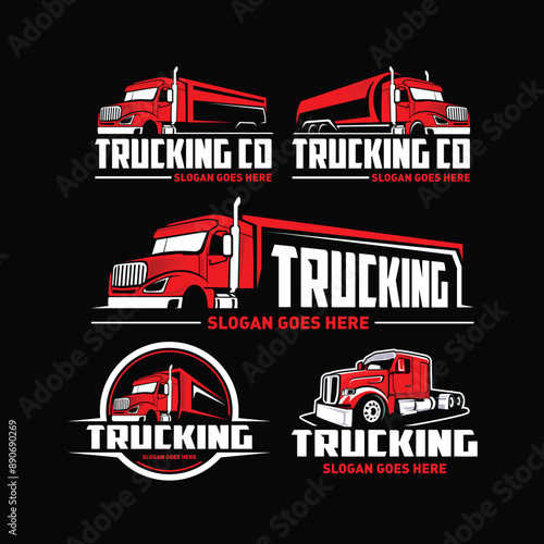 Trucking company logo. Bold badge emblem logo concept