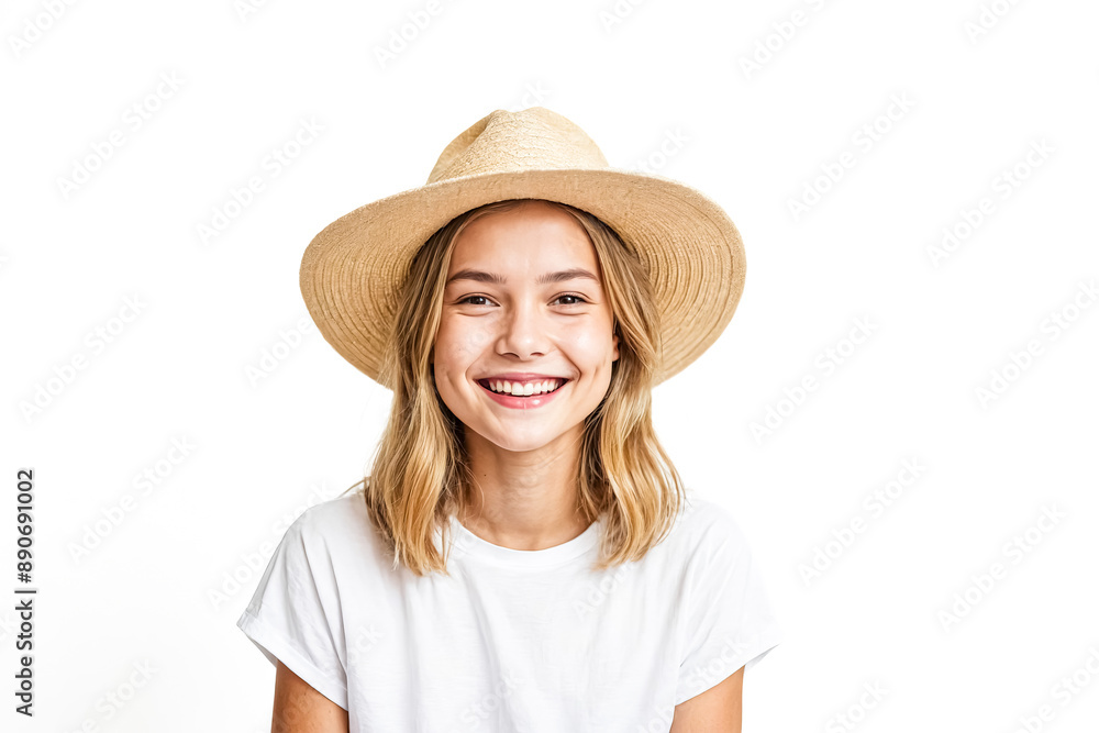 Portrait of a young woman smiling in a hat Portrait of a young woman smiling in a hat