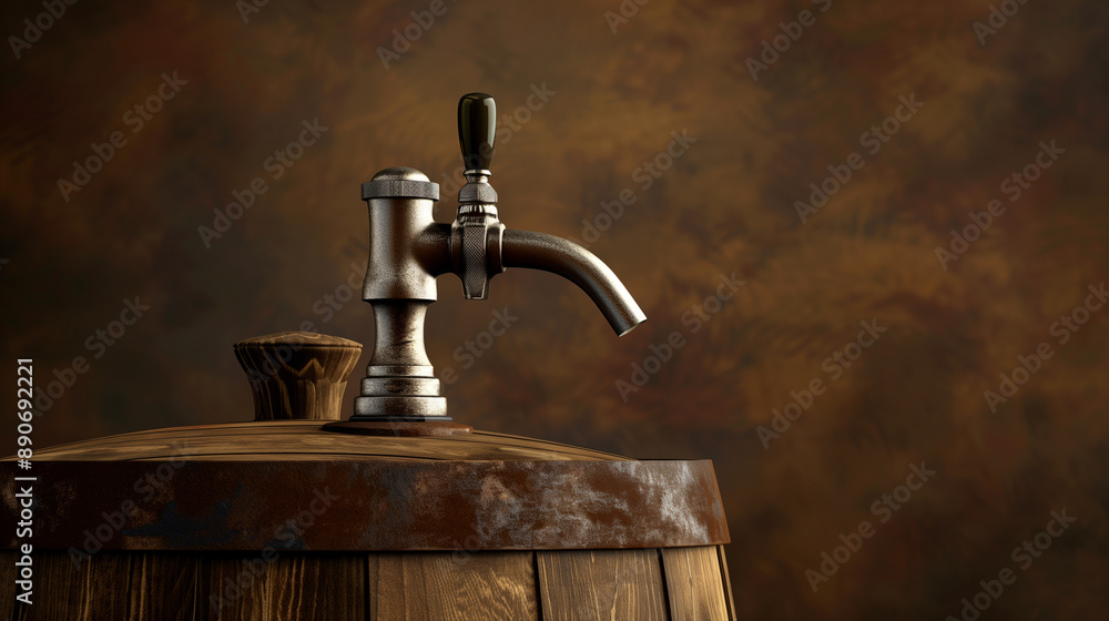 Beer barrel with tap against a dark background Beer barrel with tap against a dark background