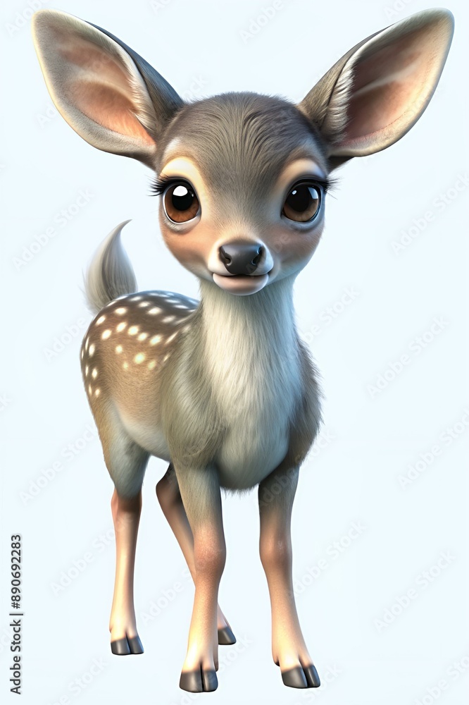 doe in 3d cartoon style isolated on white background doe in 3d cartoon style isolated on white background