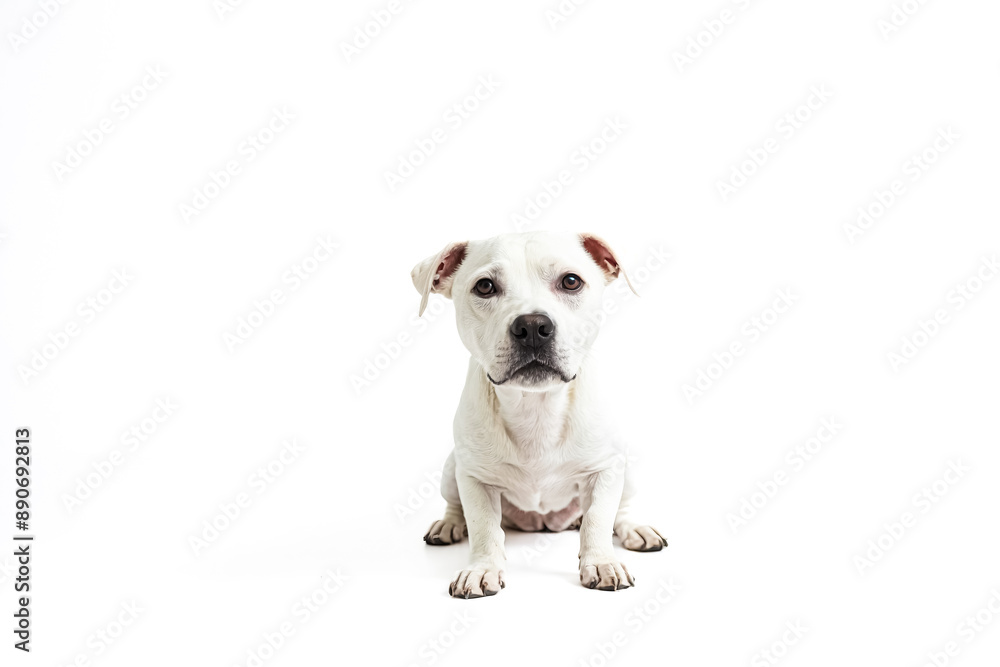 White Dog Sitting and Looking at the Camera White Dog Sitting and Looking at the Camera