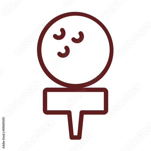 golfball Vector Line Maroon Icon Design