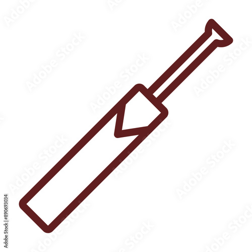 cricketbat Vector Line Maroon Icon Design