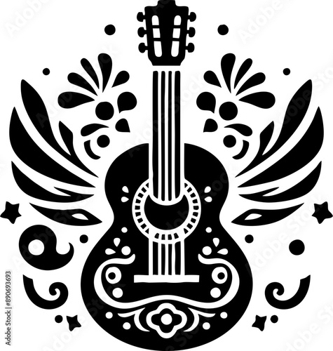 Guitar black Solid silhouette in the Mexican style 

